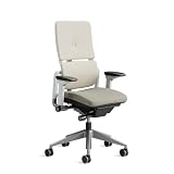 Steelcase Please Chaise de Bureau Ergonomique, Réglable en Hauteur, Support Lombaire et Accoudoirs Réglables, Mécanisme d'Inclinaison, Dossier Haut, Revêtement Beige/Gris Confortable
