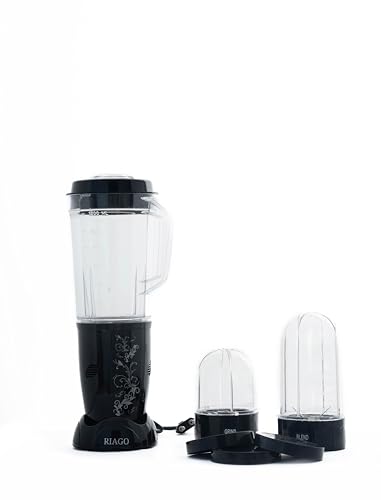 Image of Riago High Speed Bullet Mixer for Smoothies and Juices| Blender | Mini Mixer Grinder | Buller Mixer Grinder | Portable Bleder|Small Mixer | 450W 100% Copper Motor| 2 Years Warranty with 3 Jar | Black