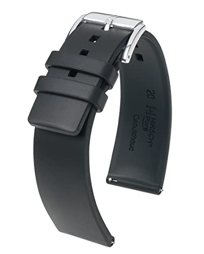Bracelet de montre 20 mm Hirsch Pure noir en caoutchouc pour le sport et le quotidien actif
