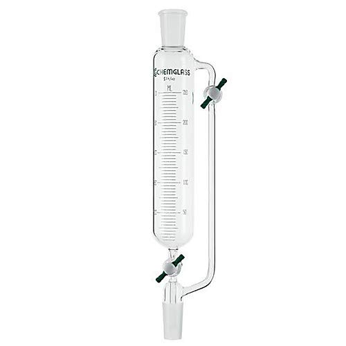 Chemglass CG-1718-03 Series CG-1718 Addition Funnel with 2 mm PTFE Stopcock, Graduated, 24/40 Joint Size, 250 mL