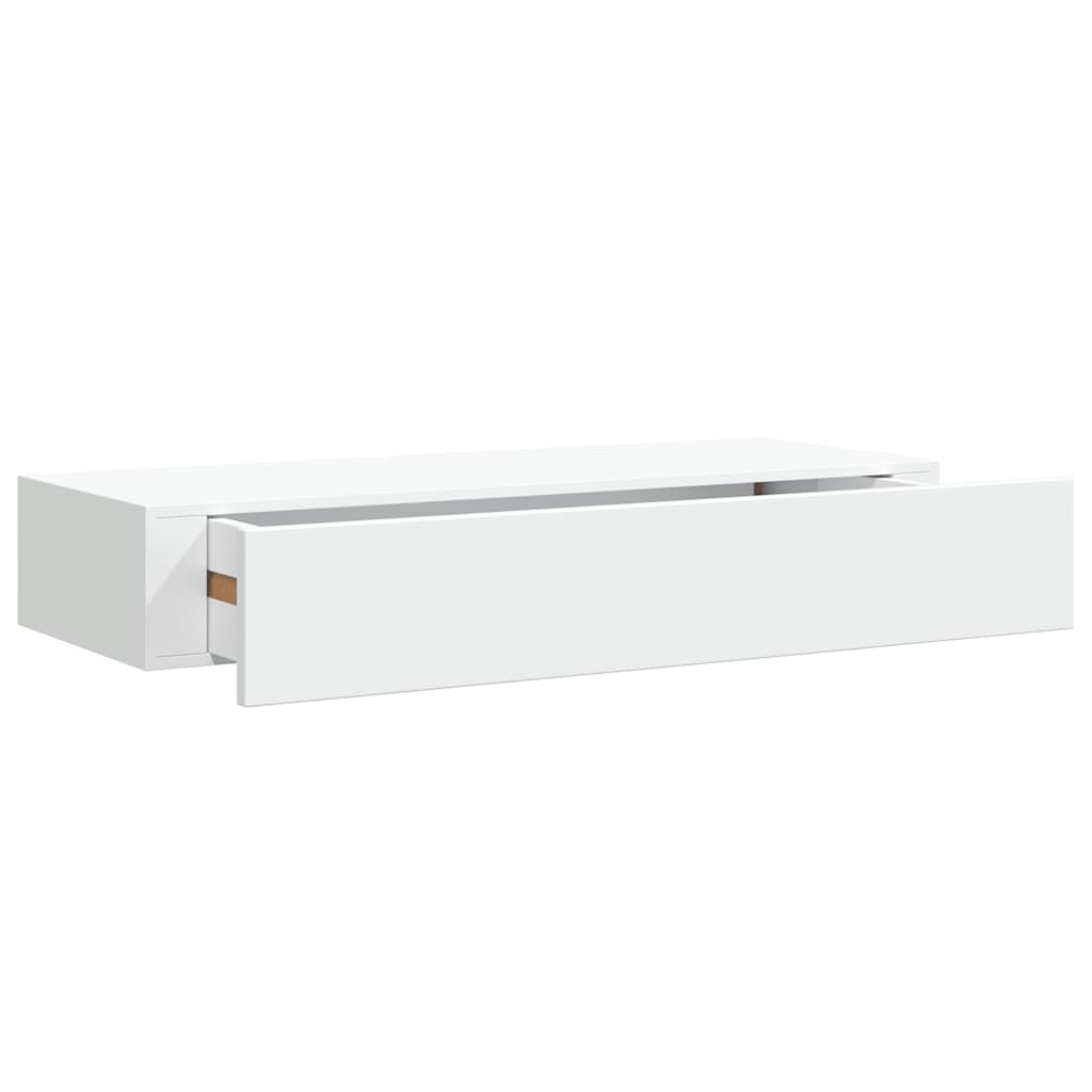 Genérico Estantes de Pared con cajón 2 uds MDF Blanco 60x23,5x10 cm,Mobiliario,Estantes y estanterías,330256