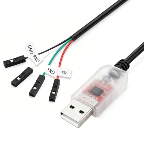 HJHYUL CP2102 USB to TTL Serial Adapter Cable USB 2.0 to UART Converter 4 Pin (TXD RXD GND 5V) 3ft/95cm Long 3.3V TTL Signal for Arduino Raspberry Pi ESP8266 ESP32 (1pcs)