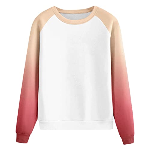 Pull mignon couleur bloc dégradé col rond coupe raglan décontractée - 5