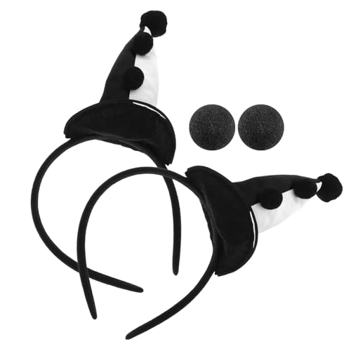 NOLITOY 4 Stück Plüsch Clown Haarreif Set mit Schwarz-weißen...