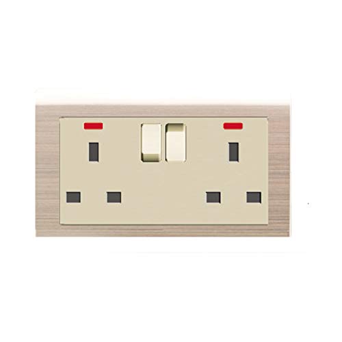 Danube Home Milano 13A 2 Gang Socket With Neon Gd