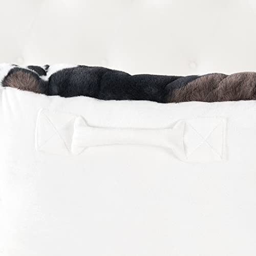 Bytide Animal Print Faux Fur Reading Pillow Cover (Cover Only, No Filler) For Shredded Stuffings, Medium Size Removable Bed Rest Pillow Cover With Arms Pockets (Zipper Length 15.8"), 18 Inch High, Cow #TOP7