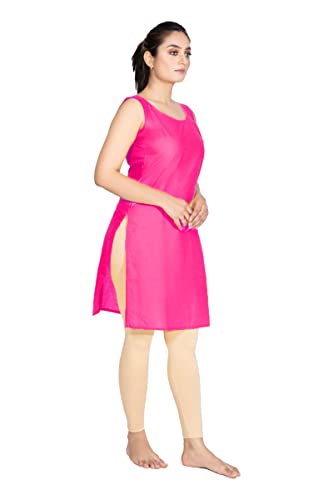Image of Women's Cotton Long Camisole for Kurti /Suit Slip /Long Inner /Samij for Women Sameej /Knee Length Inner Wear /Sameez /Kurti Slip /Round Neck /Invisible