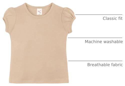 Image of Lilax Girls Short Puff Sleeve Cotton T-Shirt, Toddler & Little Girls Top | 95% Cotton Puff Sleeve Tee; Crewneck, Short Sleeve; Toddler & Girls Sizes 2T-12; for School, Play & Everyday; Machine Wash