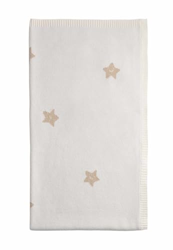 Marks & Spencer Weiche Gestrickte Babydecke mit Sternenmuster Kuschelige Neugeborenendecke aus Strick Farbe Ivory Einheitsgröße
