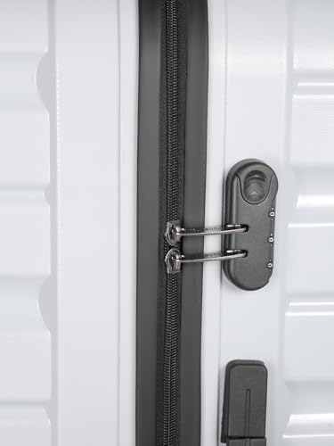 Image of Teakwood Unisex Trolley Bag for Travel, Hard Cabin Trolley Suitcase Bag, Numver Lock System 360 Degree 8 Rotating Wheels | Set of 3 (55, 65, 76 CM, Metallic Silver)