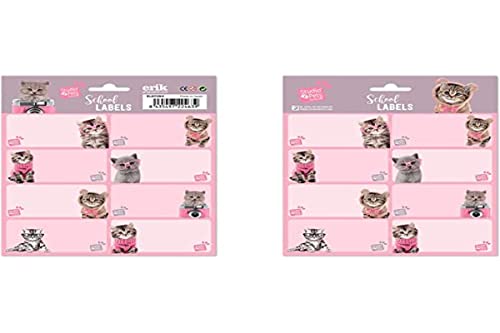 Grupo Erik Editores, S.l. - Pack 16 Etiquetas Escolares Grupo Erik Studio Pets Cats 2019 Rosa Y Malva En Oferta Etiquetas Adhesivas Studio Pets Cats - Etiquetas Para Libros / Pegatinas Nombre Libros