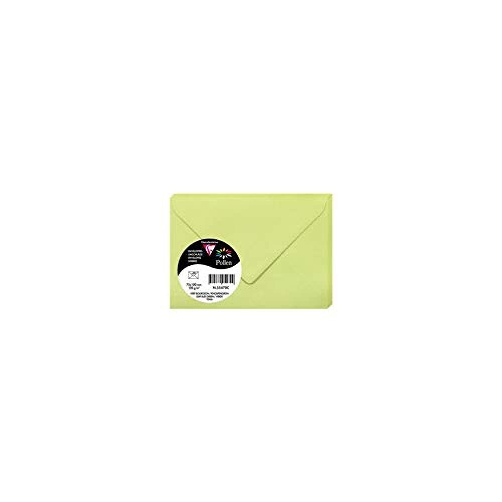 Clairefontaine 55470C Pack of 20 Gummed Envelopes Format 7.5x10cm 120g/m² Leaf Bud Green Invitation Events Correspondence Pollen Range Premium Smooth Paper