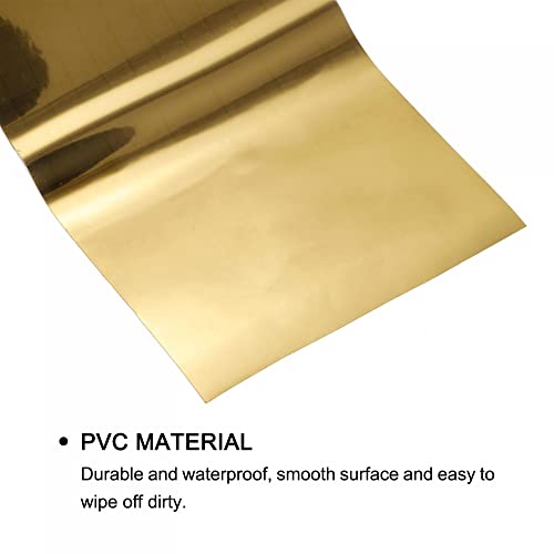 Image of uxcell Waterproof Peel and Stick Decorative Tape Self Adhesive 4.72 inch W x 16.4'L PVC Removable Tape for Wall Edge Glossy Gold Tone (Thickened Style)