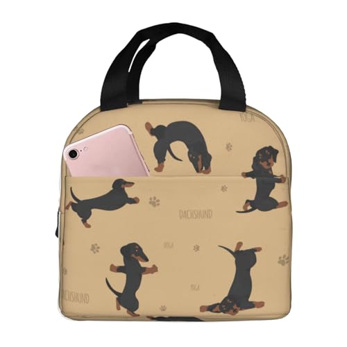ランチバッグ 犬がヨガをする 人気 おしゃれ 軽量 保冷保温 男女兼用 通勤 通学