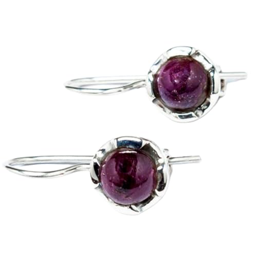 Boucles d'oreilles rubis naturel pendantes argent 925 ronde 22mm