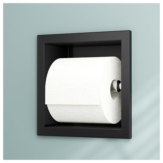 Neodrain Recessed Toilet Paper Holder Matte Black, Toilet Paper Holder Wall Mount, Stainless Steel Recessed Tissue Paper Roll Holder, in Wall