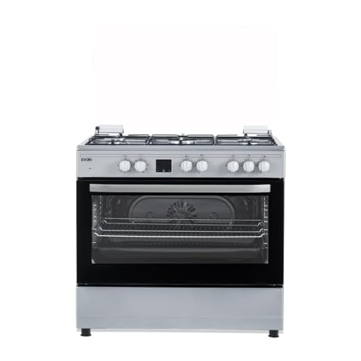 Svan Cocina Mixta gas Butano 5 Zonas de Cocción, Horno 97 L, Inox SKMW5901X. Control Manual, Quemador WOK triple llama, 9 Programas de Cocción, Tapa Abatible
