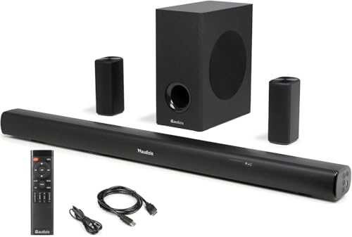 Audizio SB100 Home Cinema 5.1 Barre De Son 90 cm avec Caisson de Basse Filaire et Enceintes Surround Bluetooth 5.0 HDMI Arc 160W, Son Immersif comme au Cinéma...