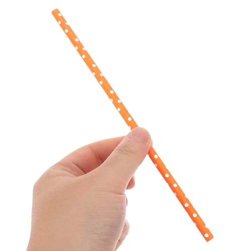 100 pitillos de papel naranja con lunares blancos miniatura 7