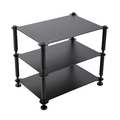 Emoryseric BOALECO FX2 Audiophile Audio Rack, 3-Tier Desktop HiFi Isolation Stand with Solid Aluminum Pillars, Modular Equipment Shelf for Amplifiers, DACs, and Preamps (Black)