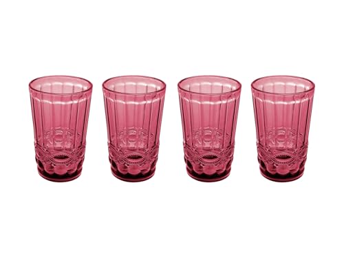 Casa Domani Gabriella Highball Glass 4 Piece Pink Gift Boxed