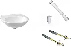 Lavatório Suspenso Branco 42x32cm para Banheiro – Cuba de Parede com Opções de Instalação (Kit Completo)