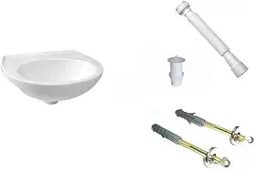 Lavatório Suspenso Branco 42x32cm para Banheiro – Cuba de Parede com Opções de Instalação (Kit Completo)