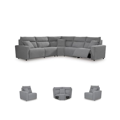 Image of Signature Design by Ashley 5-Piece Power Reclining Sectional, Gray