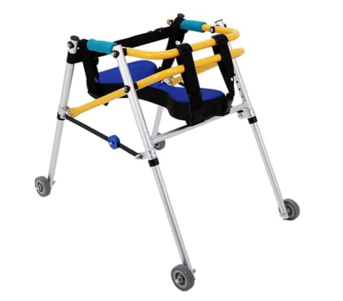 子供用スタンディングウォーカー シートと補助ホイール付き アルミニウム合金 軽量 折りたたみモビリティ ローリングウォーカー