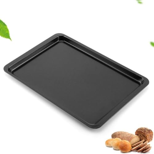 HEBEOT Non-Stick Carbon Steel Biscuit Oven Tray Carbon Steel Baking Pan Coating for Biscuits, Cookies, Flapjacks 37 * 25.5 * 1.5cm(Black)