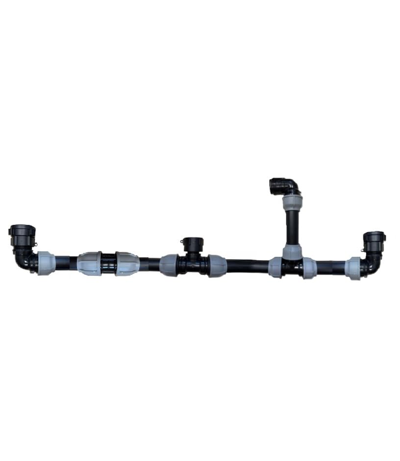 IBC 3 Tank Link Kit S60x6 Connector with Riser Tap – MDPE Pipe 25/32/50mm, Brass Bib Tap, Triple Tank Joining Kit (50mm pipework)