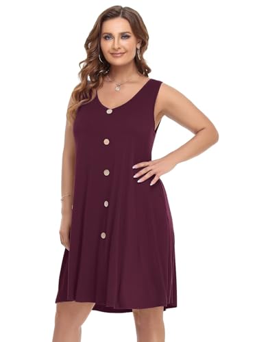 Image of BELAROI Summer Dresses for Women Beach Tshirt Sundress V Neck Casual Swing Tank Dress Swimsuit Cover Ups Pockets