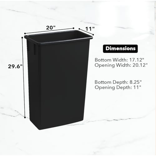 Image of 23 Gallon Slim Rectangular Garbage Can - Black