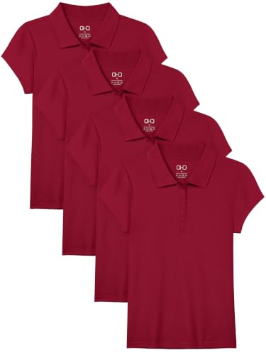 Image of OHD 4 Pack Girls Polo Shirt Girls Uniform Polo for School Cotton Shirts School Uniform Tops Size 3T-14