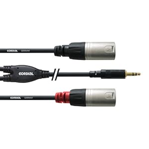 CORDIAL Kabel Y Adapter minijack stereo/2 XLR mannelijk lang 1,5 m kabeladapter Essentials Mini-Jack/XLR