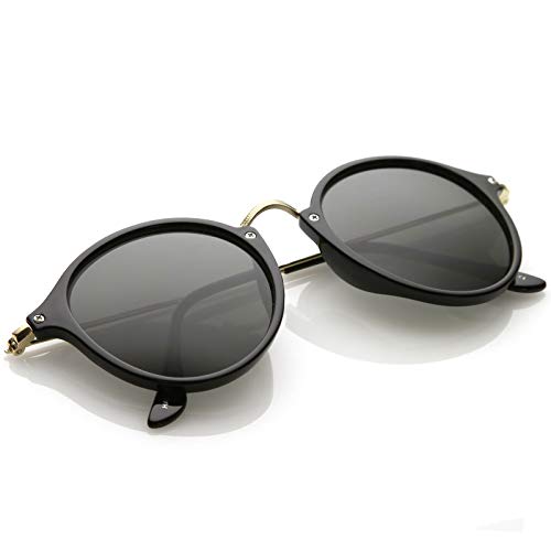 zeroUV Iconic Classic Dapper Thin Metal Temple Tinted Lens Round Sunglasses 49mm4