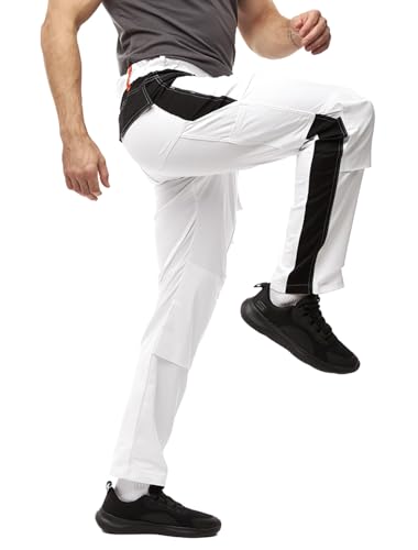 strongAnt Pantalones de Trabajo Hombre Pintor Stretch para Yesero Blancos con Bolsillos para Rodilleras - Blanco, 50