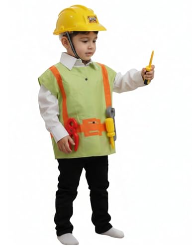 Image of BookMyCostume Engineer Civil Construction Worker Community Helper Builder Kids Fancy Dress Costume 5-6 years