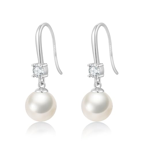 COYATE White Freshwater Pearl Drop Earrings with Premium Cubic Zirconia - image 1