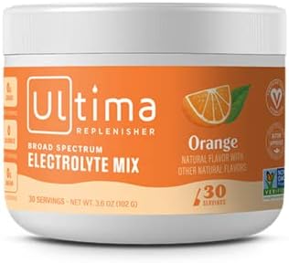 Ultima Replenisher Hydration Electrolyte Powder- 30 Servings- Keto & Sugar Free- Feel Replenished, Revitalized- Naturally Sweetened- Non- GMO & Vegan Electrolyte Drink Mix- Orange