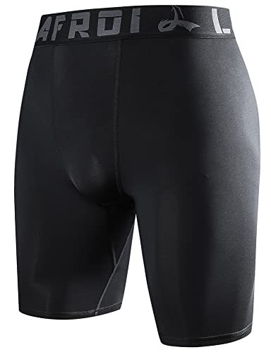 LAFROI Men's Quick Dry Cool Compression Fit Tights Shorts Waistband-YSK09 Black Size LG