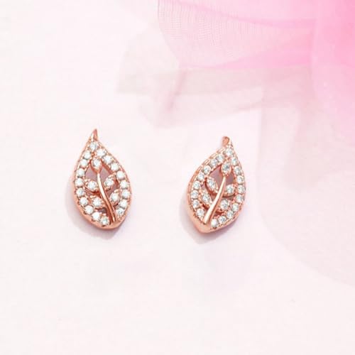 Image of ZAVYA 925 Sterling Silver Cubic Zirconia Rose Gold Plated Women's Leaf Jewelry Set | Gift for Women and Girls | With Certificate of Authenticity and 925 Hallmark