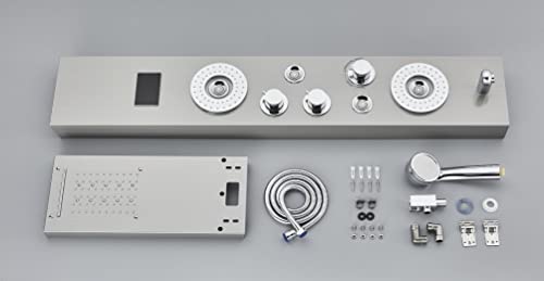 Alenart Led Shower Panel Tower System Multi-Function Shower Panel With Rainfall Waterfall Shower Head, 4 Body Massage Jets And Hand Shower, Shower Tower With Tub Spout Stainless Steel, Brushed Nickel… #TOP6