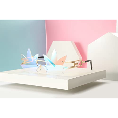 Image of Vintage Punk Sunglasses Men Women 2020 Fashion Colorful Rimless Leaf-shaped Sun Glasses