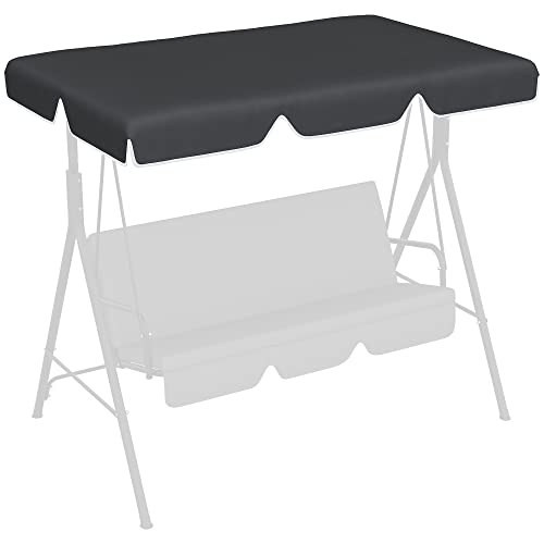 Outsunny 2 Seater Swing Canopy Replacement, Outdoor Swing Seat Top Cover, Uv50+ Sun Shade (Canopy Only), Black #TOP8