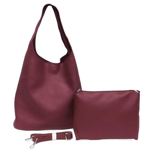 ANGELO Bolso de hombro para mujer de piel sintética, bolso de mano 2 en 1 con bolso de mano y correa extraíble, Hobo Tote Elegante Gran Capacidad para Trabajo, Oficina, Universidad, Viaje, burdeos