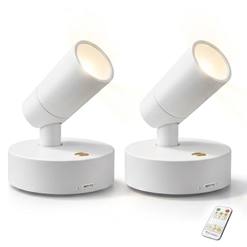 Lsoppn Magnetic Rechargeable Picture Light 2 Pack Wireless Art Spotlight with Remote & Touch Control 3 Color Temps Dimmable Wall Light 2000mAh Battery Accent Lighting for Painting Gallery Display