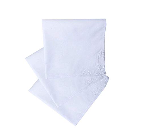 Mileymarla Ladies Embroidery Cotton White Handkerchiefs Lace Wedding Hankiesa-3Pcs #TOP1