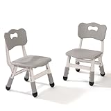 SINKIPA Kids Chairs, 3 Level Height Adjustable Toddler 2 Chairs Set, Children's Chair for Age 3-8, Durable Durable with Maximum Bearing Capacity 220lb, for Classroom, Daycare, Home Use, Gray