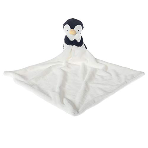 Image of Apricot Lamb Stuffed Animals Security Blanket Black Penguin Infant Nursery Character Blanket Luxury Snuggler Plush(Black Penguin, 14 Inches)